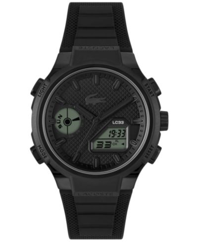 Мужские часы Lacoste LC33, черный силиконовый ремешок, 44.8mm