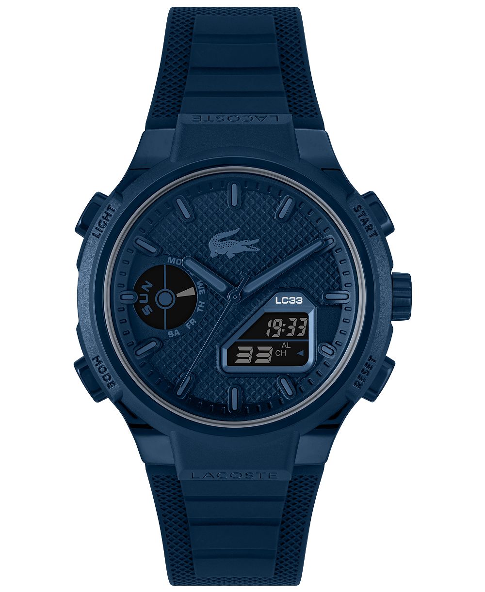 Lacoste Мужской LC33 Navy Silicone Strap Watch, 44.8mm