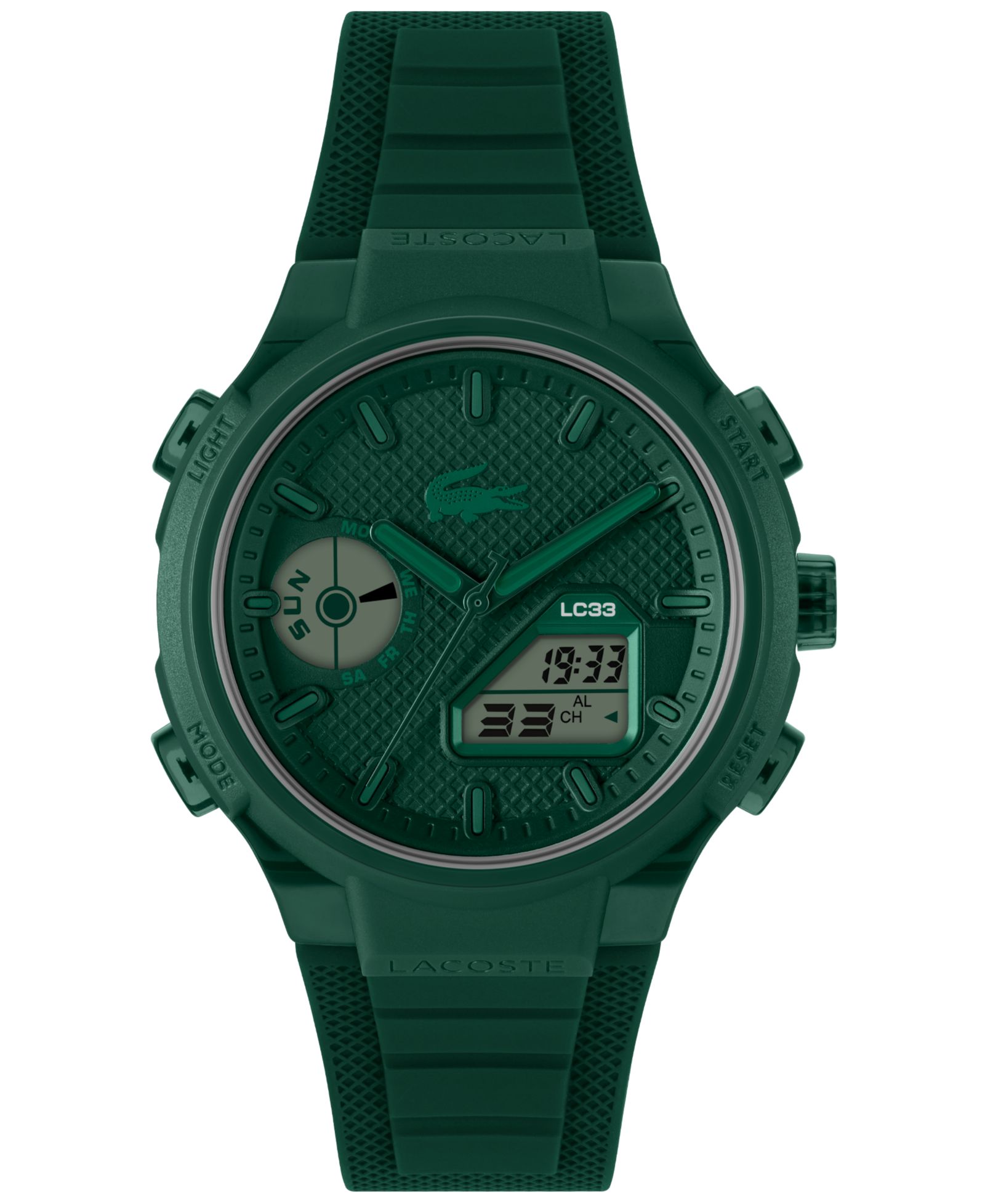 Lacoste Men's LC33 Green Silicone Strap Watch, 44.8mm