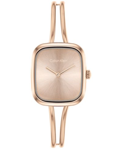 Calvin Klein Women's CK Adore Rose Gold Tone Stainless Steel Bangle Bracelet Watch 20.8mm