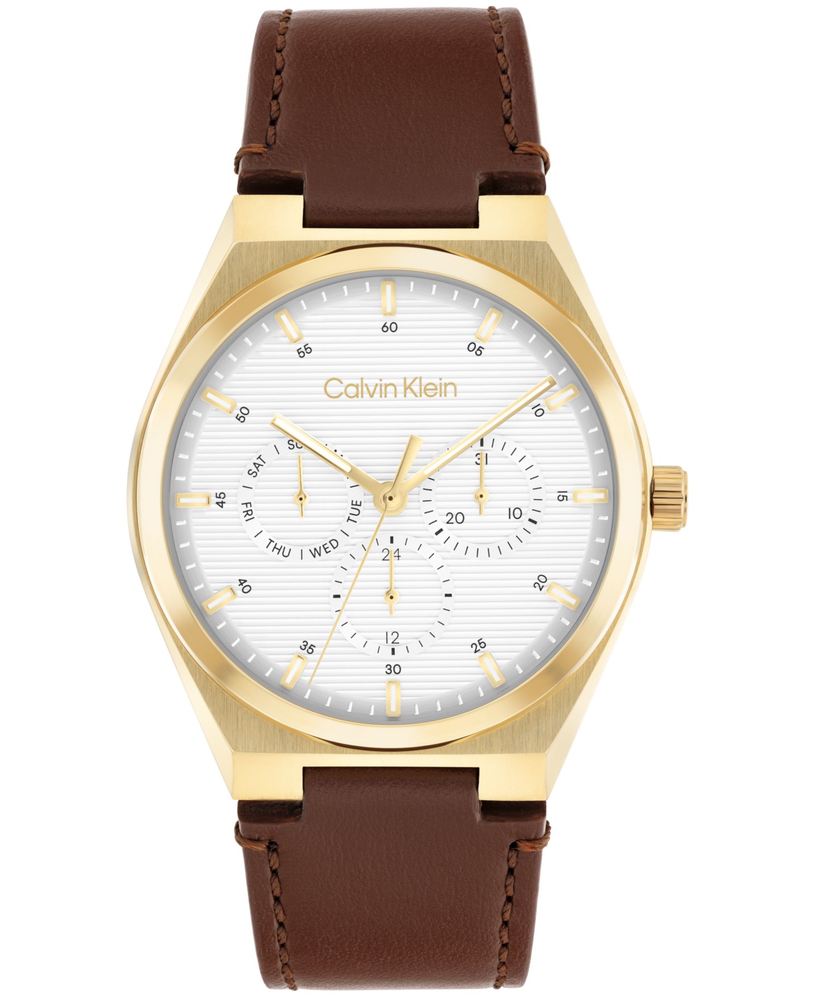 Calvin Klein Men's CK Motion Brown Leather Strap Watch 39mm