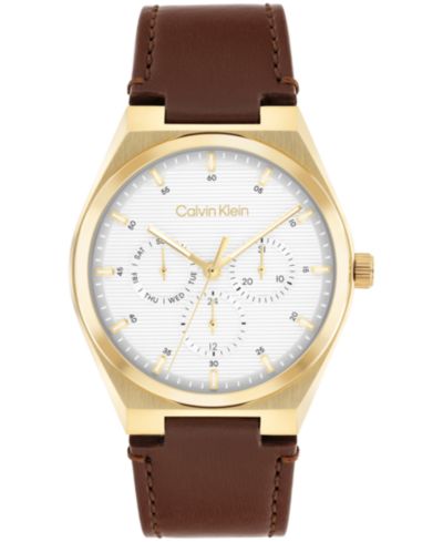 Calvin Klein Men's CK Motion Brown Leather Strap Watch 39mm