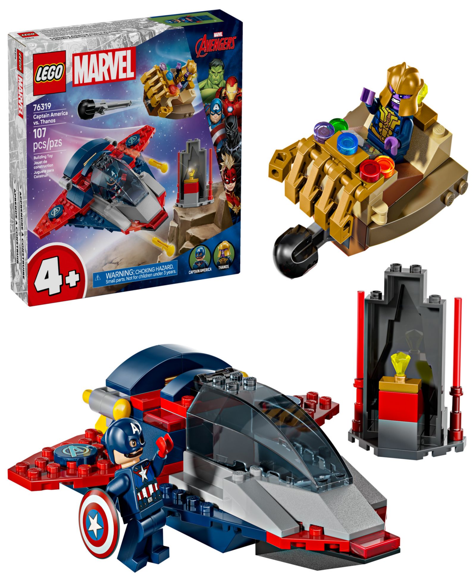LEGO Marvel Captain America vs. Thanos Kids Toy 76319, 107 Pieces