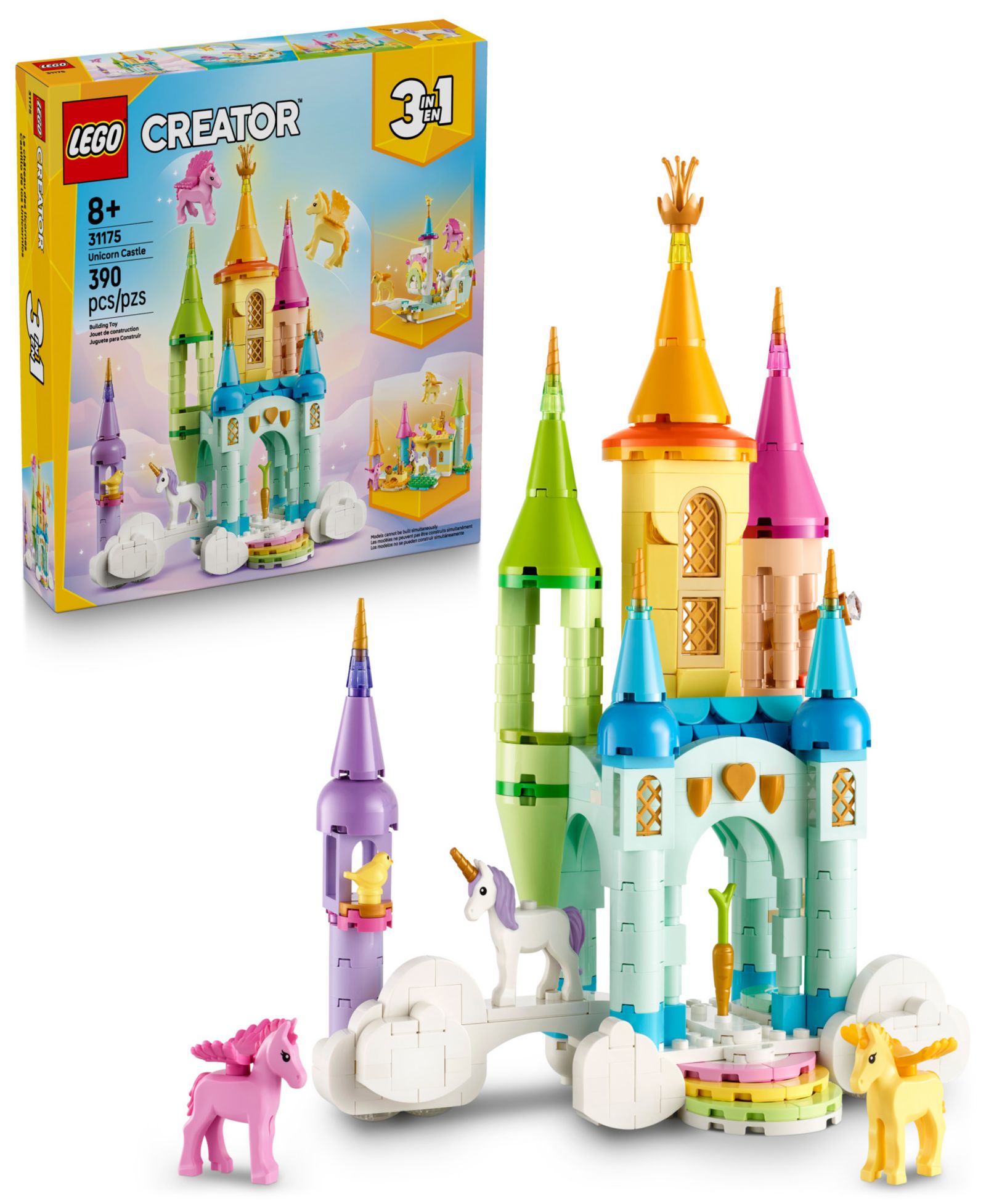LEGO Creator 3 in 1 Unicorn Castle Building Toy 31175, 390 Pieces