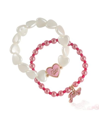 Juicy Couture Kids Pink and White Bracelet Duo - Heart and Juicy Charms