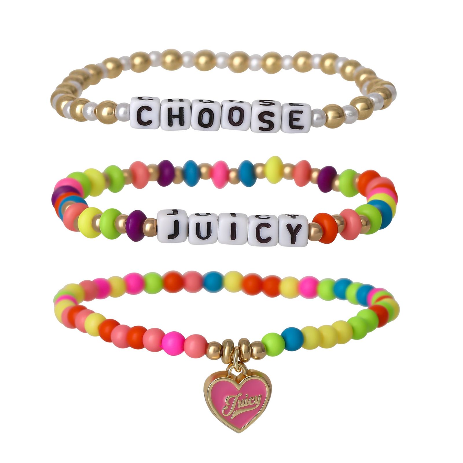 Набор из 3 бус Juicy Couture Kids Choose Juicy Heart Charm