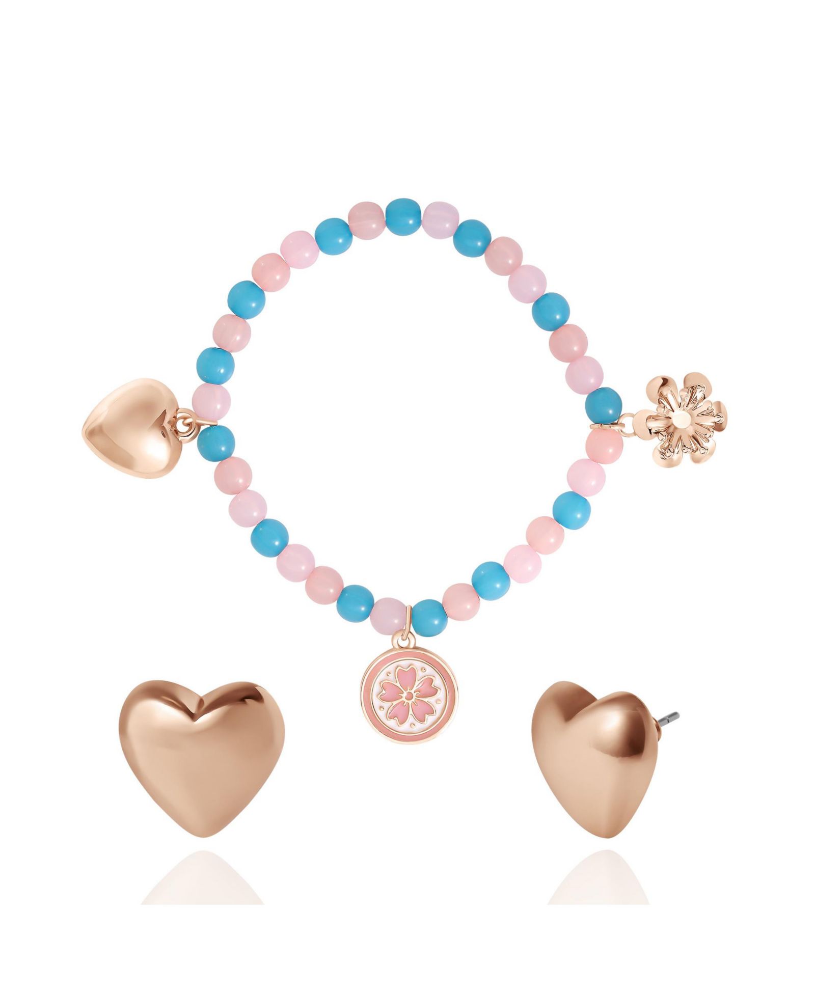 Детский набор Jessica Simpson Pastel Beaded Bracelet & Heart Earrings