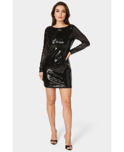 Bebe Women's Cowl Back Sequin Mini Dress