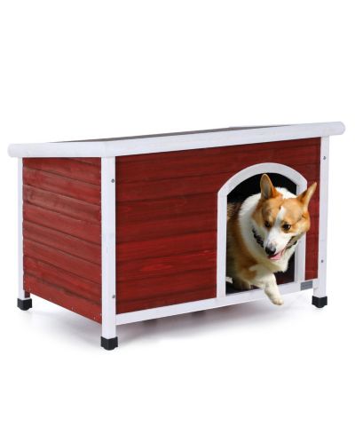 Streamdale Furniture Medium Wooden Dog House Waterproof Elevated Red