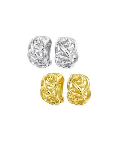 Bling Jewelry серьги Clip On Criss Cross Basket Weave Knot позолоченные Silver Plated (2 Set)