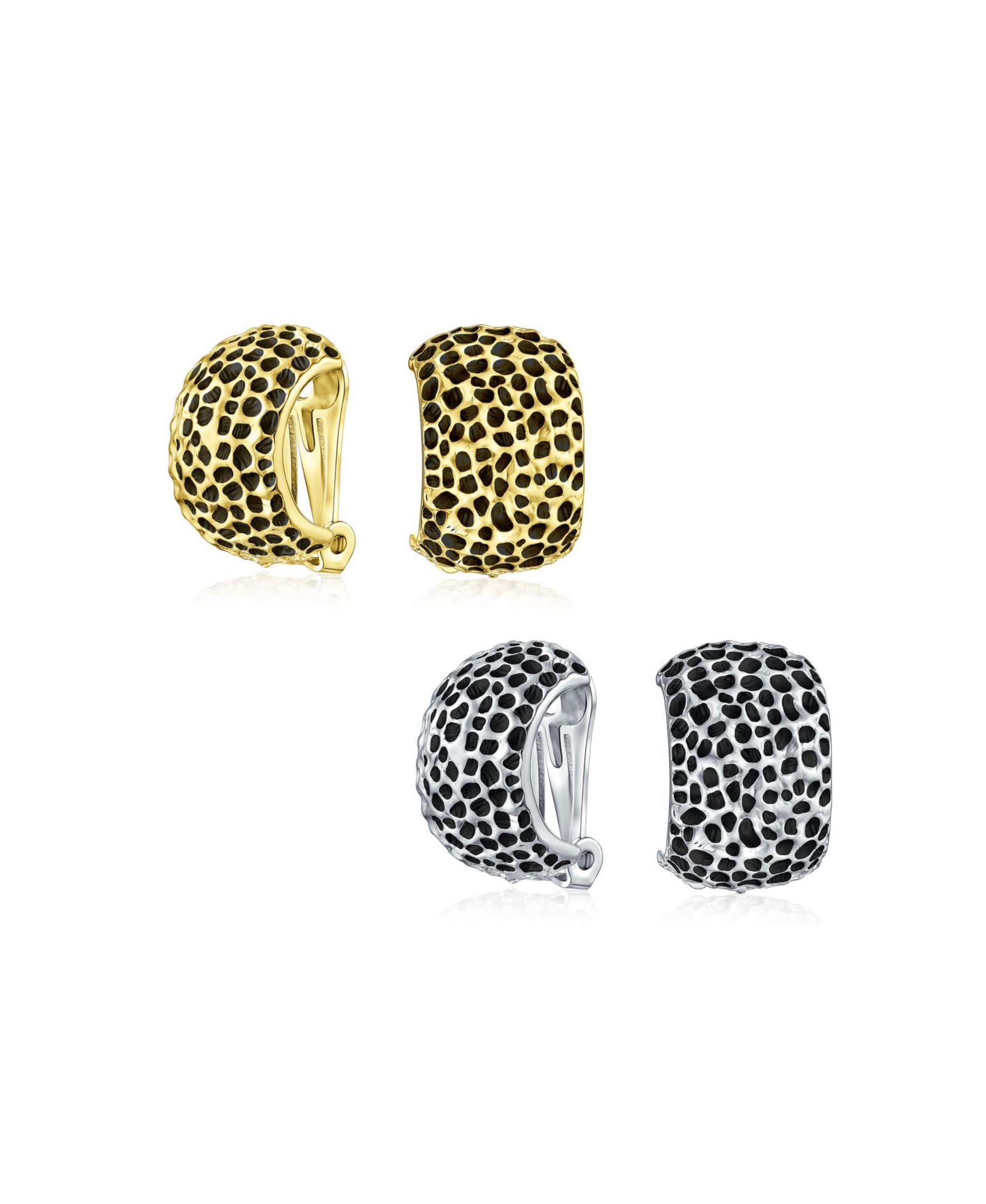 Bling Jewelry Серьги-кольцо Leopard Half Hoop 14K Gold Plated Rhodium
