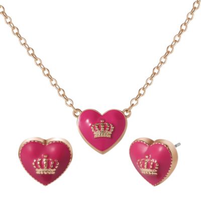 Juicy Couture Crown Logo Heart Pendant Necklace, ожерелье с подвеской в виде сердца, 15'' + 2''