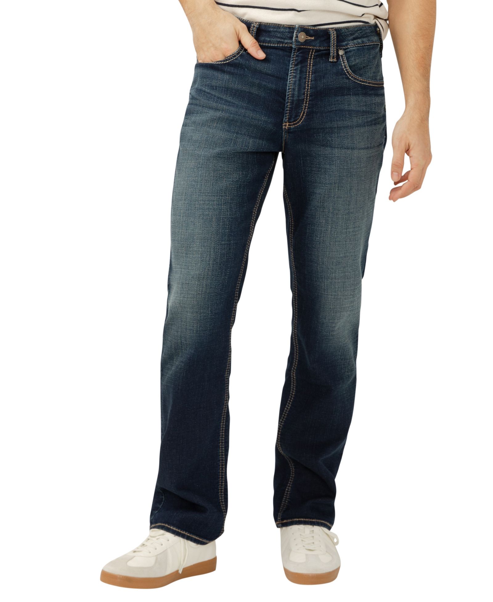 Мужские джинсы Silver Jeans Co. Grayson Classic Fit Straight Leg Knit Flex
