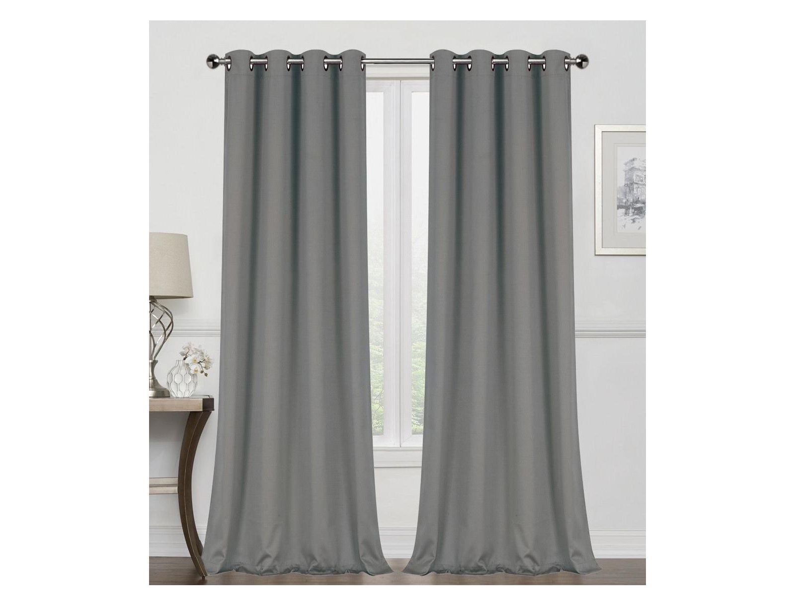 GoodGram 2 Pack Basic Solid Colored Semi Blackout Grommet Top Curtain Panels - 52 in. W x 84 in. L