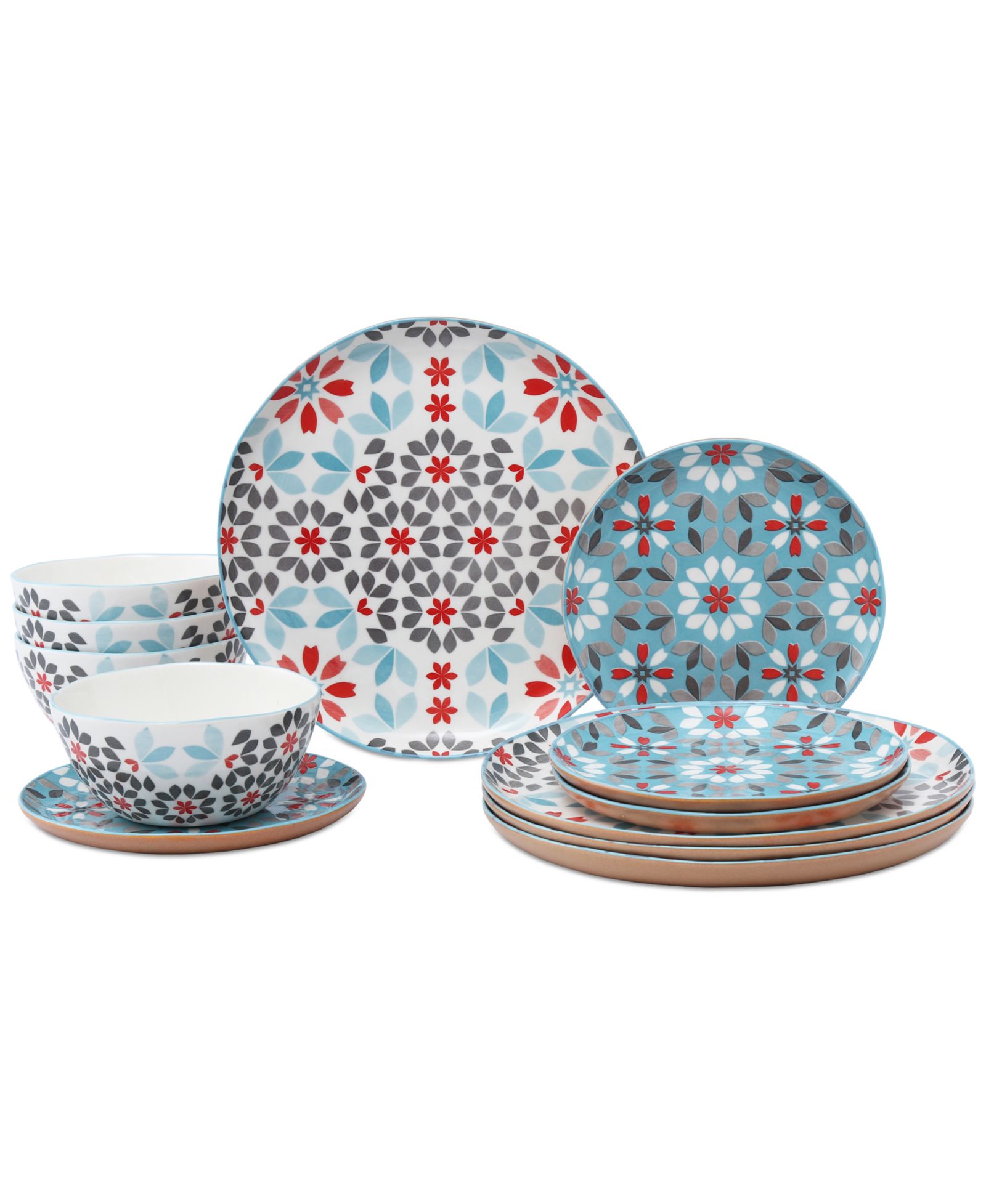 Lorren Home Trends Floral 12-Pc. Dinnerware Set, Service for 4