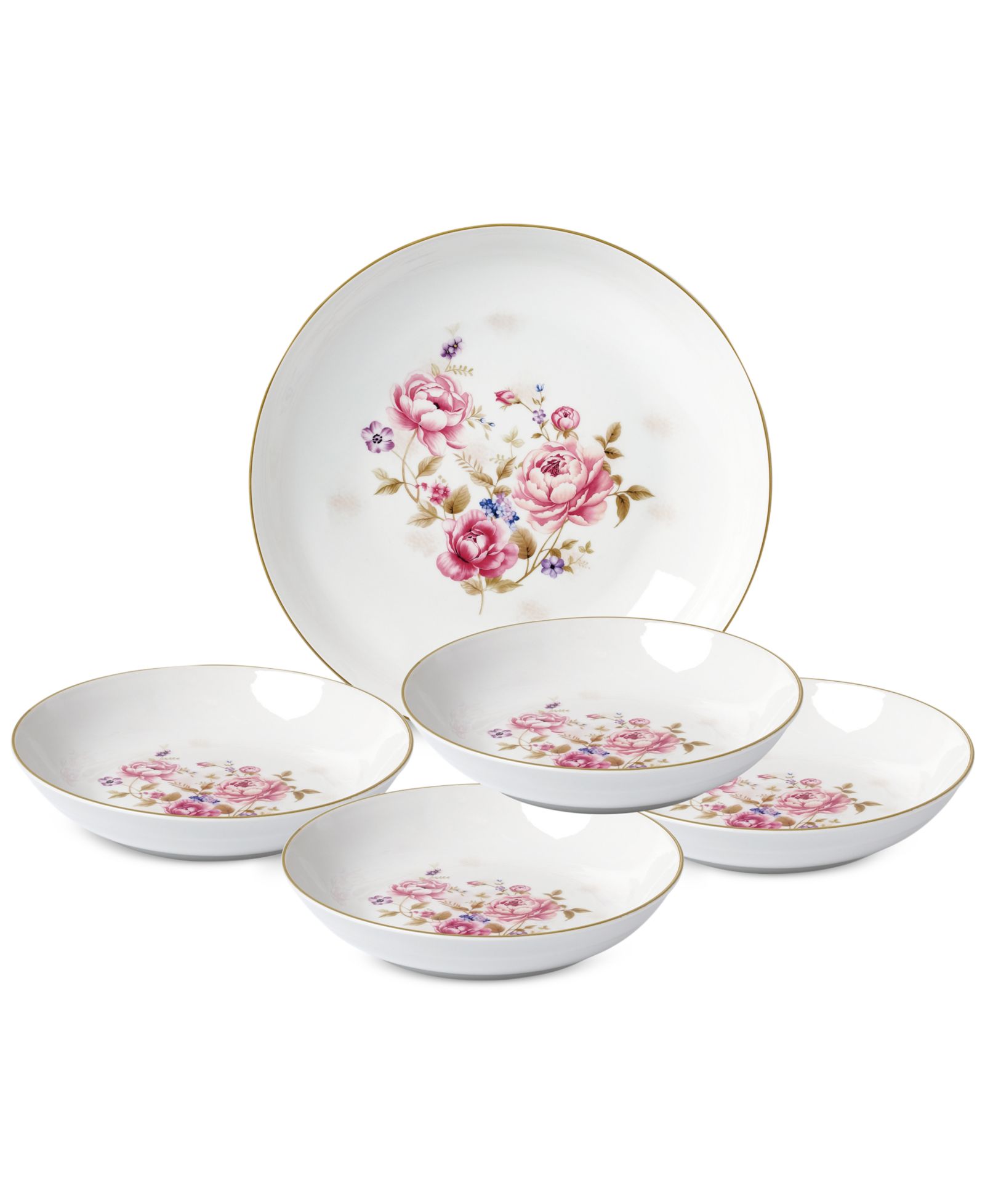 Lorren Home Trends Floral Bouquet 5-Pc. Pasta/All-Purpose Bowl Set