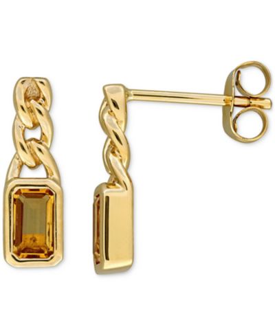 Macy's серьги-подвески с драгоценными камнями, 14k Yellow Gold