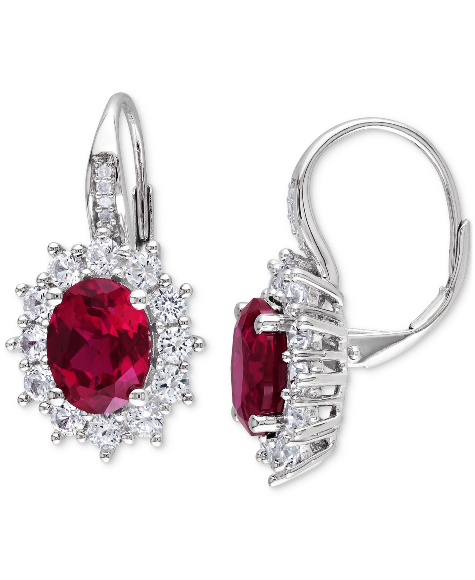 Lab-Created Gemstone & Diamond Accent Drop Earrings in Sterling Silver