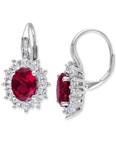 Lab-Created Gemstone & Diamond Accent Drop Earrings in Sterling Silver