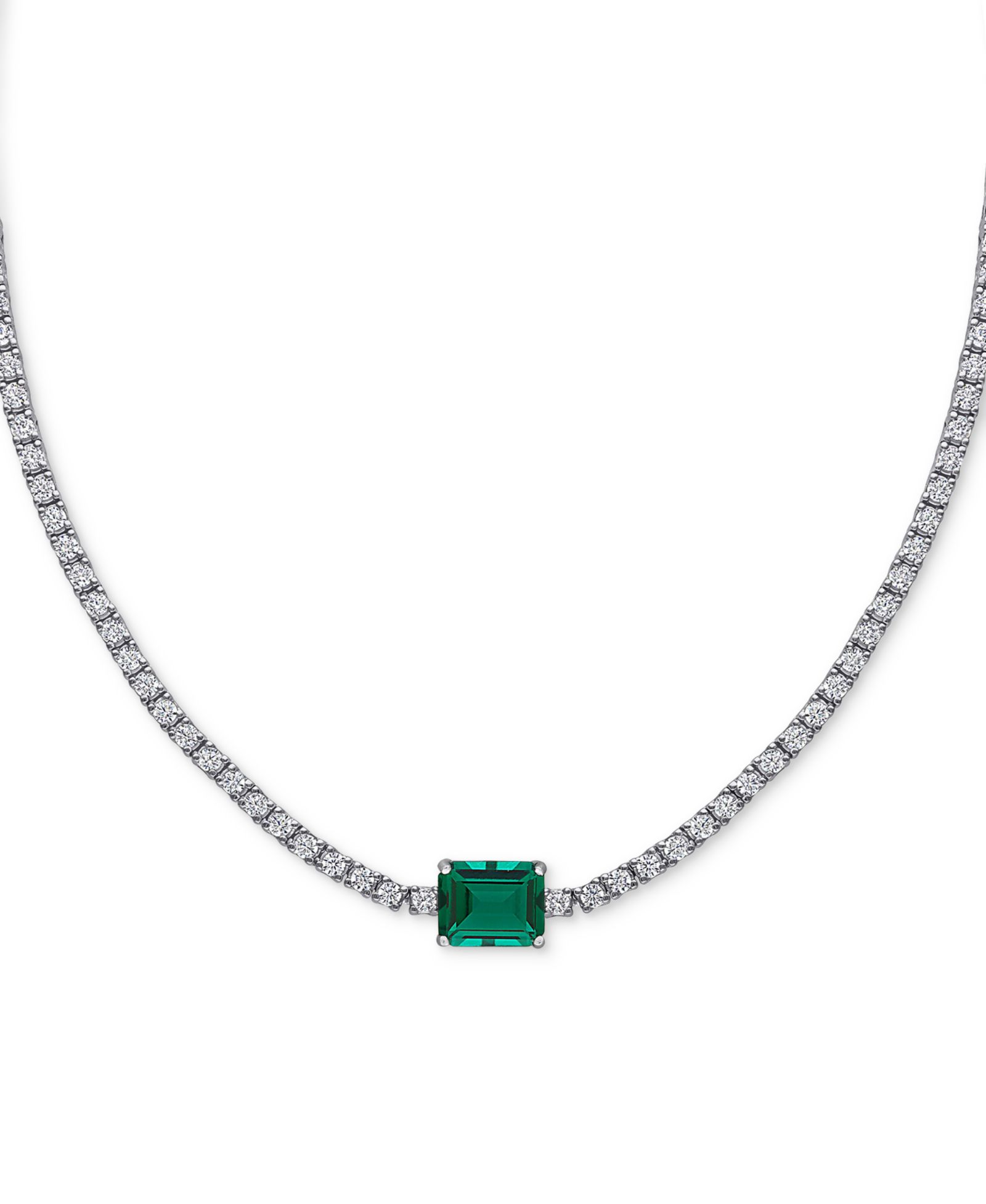 Ожерелье-колье Lab-Created Gemstone (3 ct. t.w.) & Lab-Created White Sapphire (12-7/8 ct. t.w.) 17" в Sterling Silver