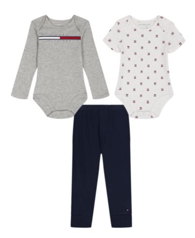 Детский комплект Tommy Hilfiger Baby Boys' Long Sleeve Bodysuit, Short Sleeve Bodysuit and Joggers, 3-Piece Set