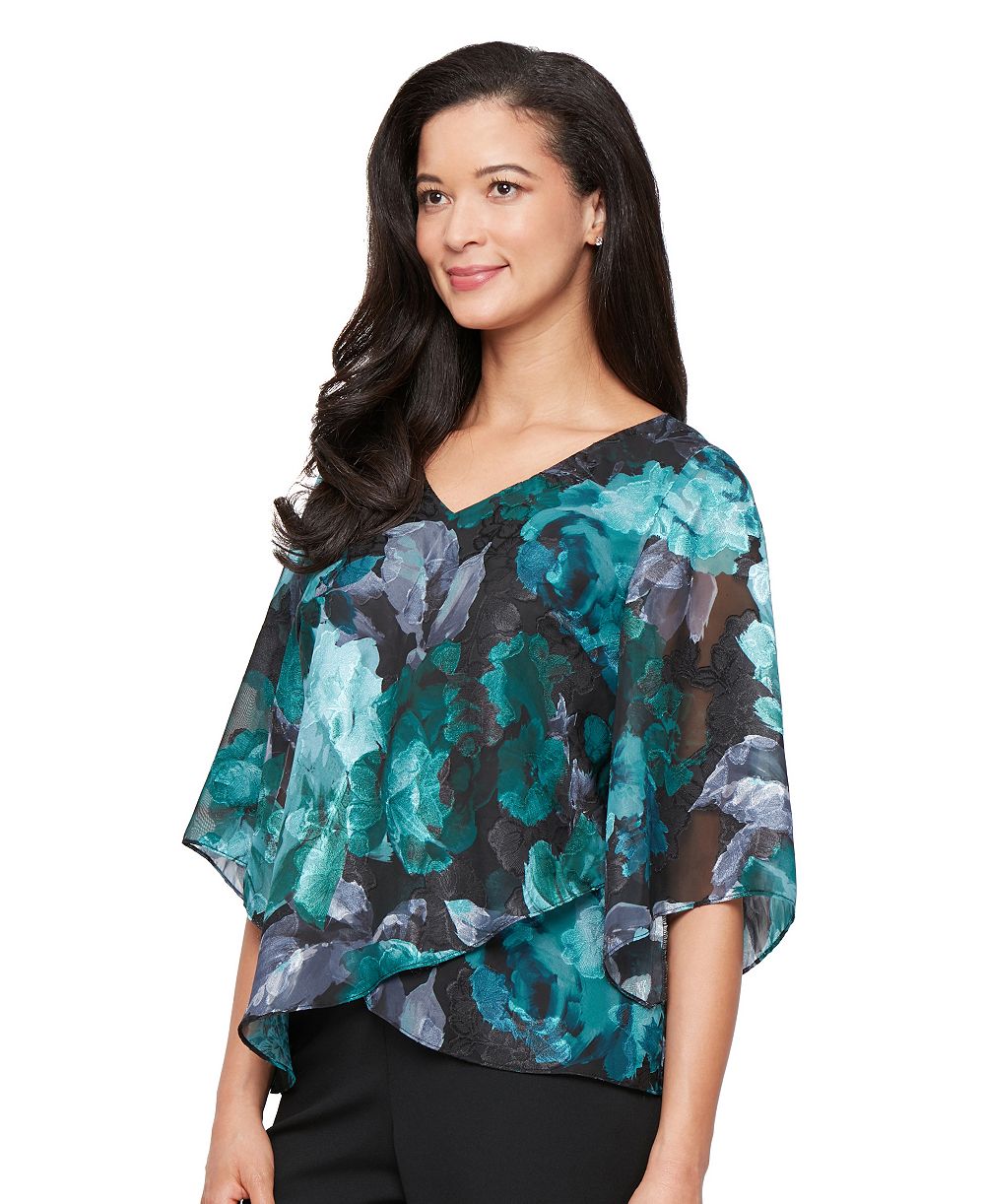 Женская блузка Alex Evenings Printed V-Neck Chiffon