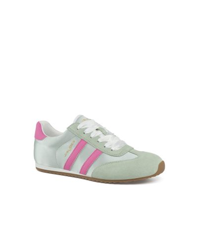 Mint green/pink leather
