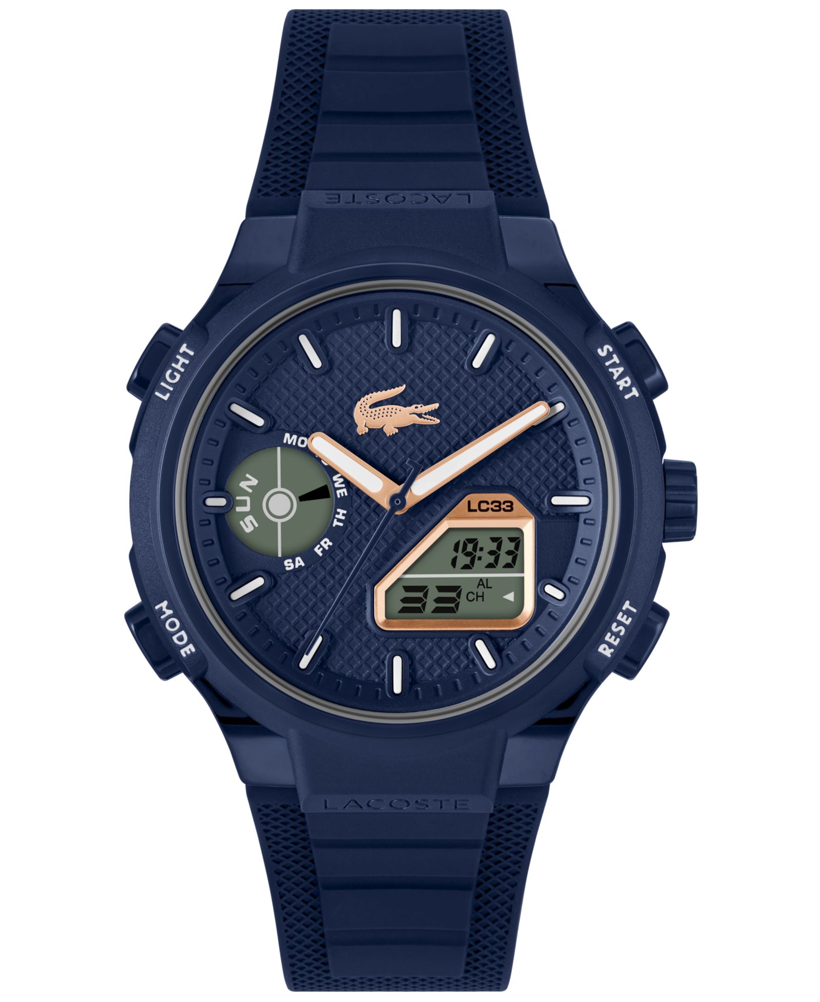 Lacoste Мужские часы LC33 Midnight Navy Silicone Strap, 44.8mm