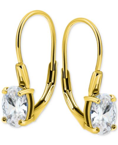 Giani Bernini Cubic Zirconia Oval Leverback Drop Earrings in 18k Gold-Plated Sterling Silver, Macy's Exclusive