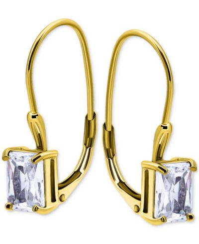Giani Bernini Cubic Zirconia Octagon Leverback Drop Earrings in 18k Gold-Plated Sterling Silver, Macy's Exclusive