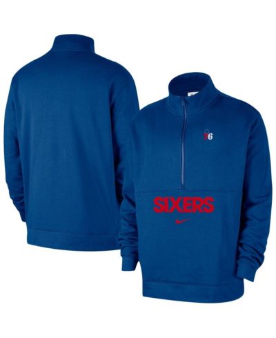 Nike Men's Blue Philadelphia 76ers Courtside Club Half-Zip Jacket
