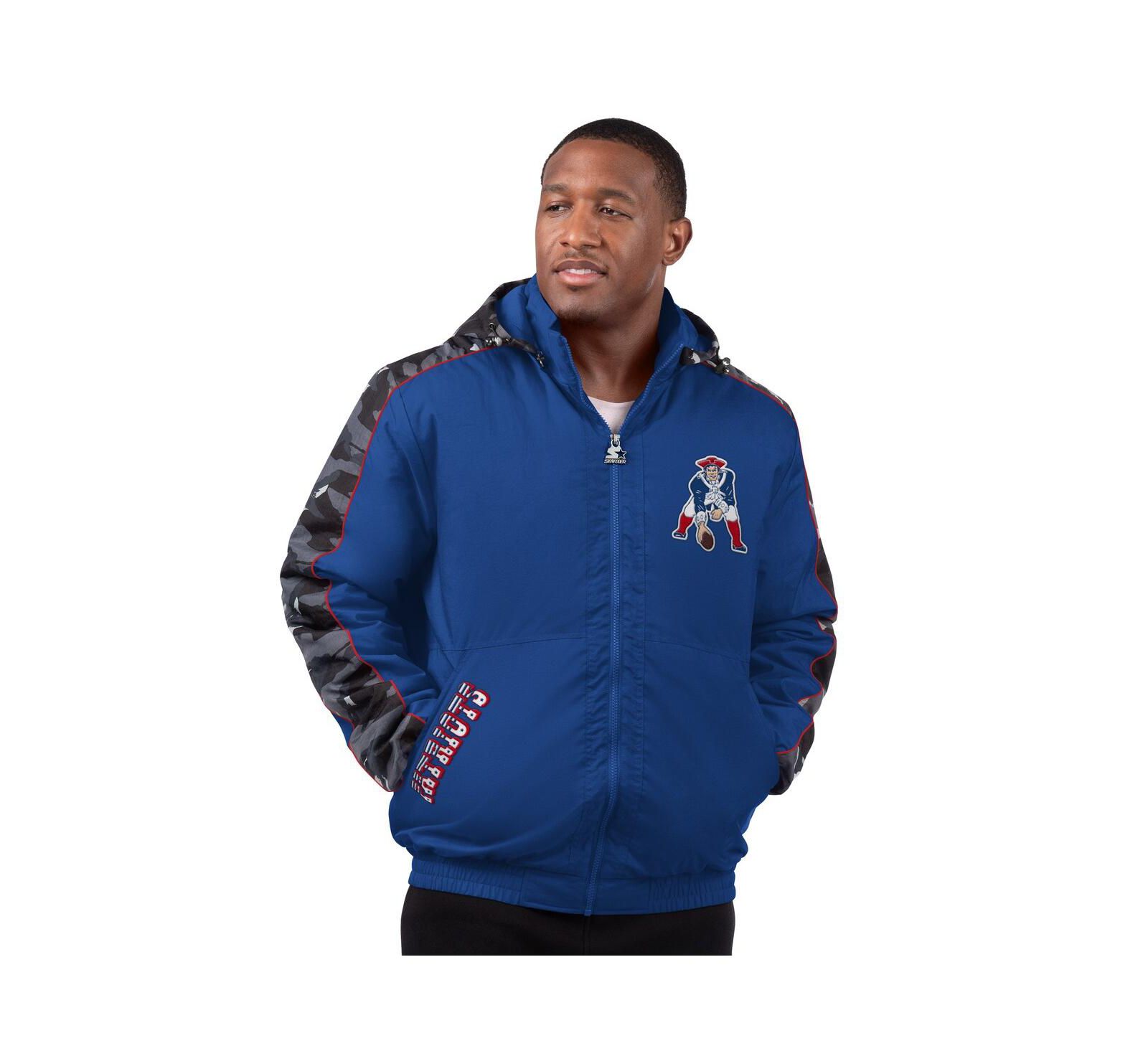 Starter Men's Navy New England Patriots Thursday Night Gridiron Full-Zip Hoodie Jacket