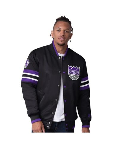 Starter Men's Black Sacramento Kings Scout Varsity Satin Full-Snap Jacket