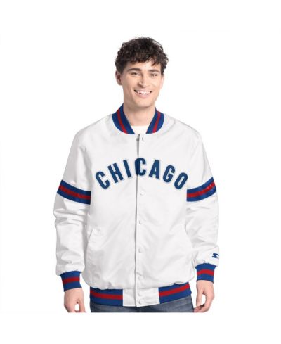 Мужская университетская куртка Starter White Chicago Cubs Cooperstown Scout Full-Snap Varsity