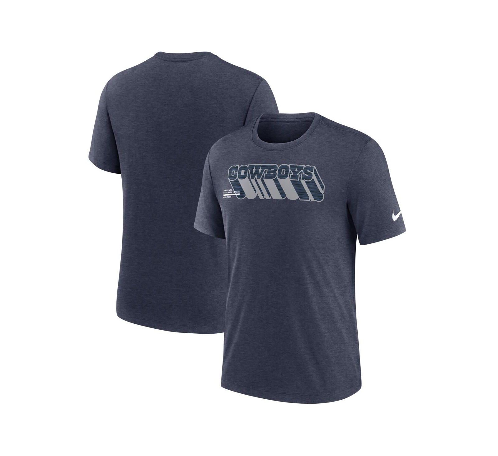 Nike Men's Heather Navy Dallas Cowboys Long Pass Tri-Blend T-Shirt