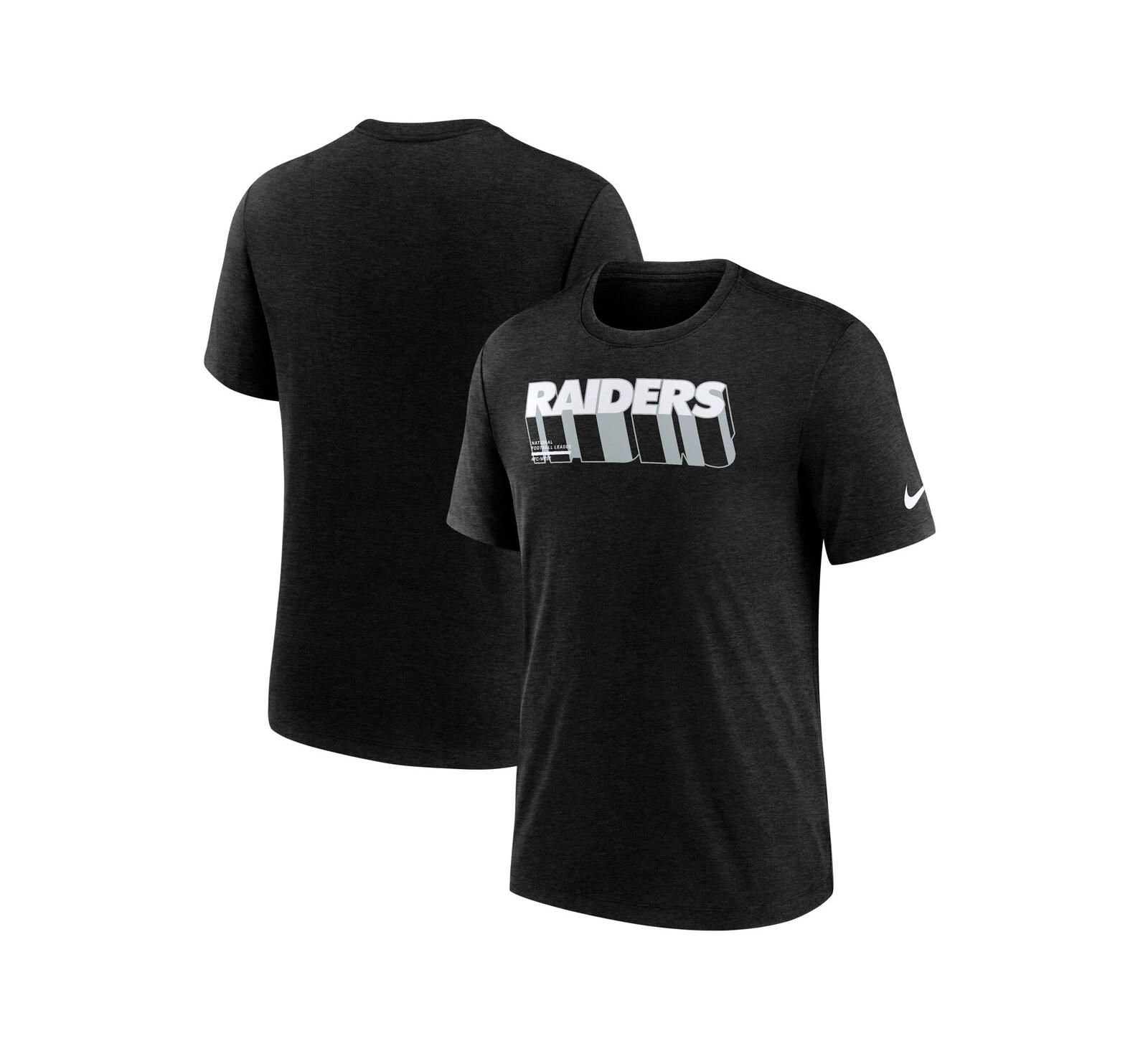Nike Men's Heather Black Las Vegas Raiders Long Pass Tri-Blend T-Shirt