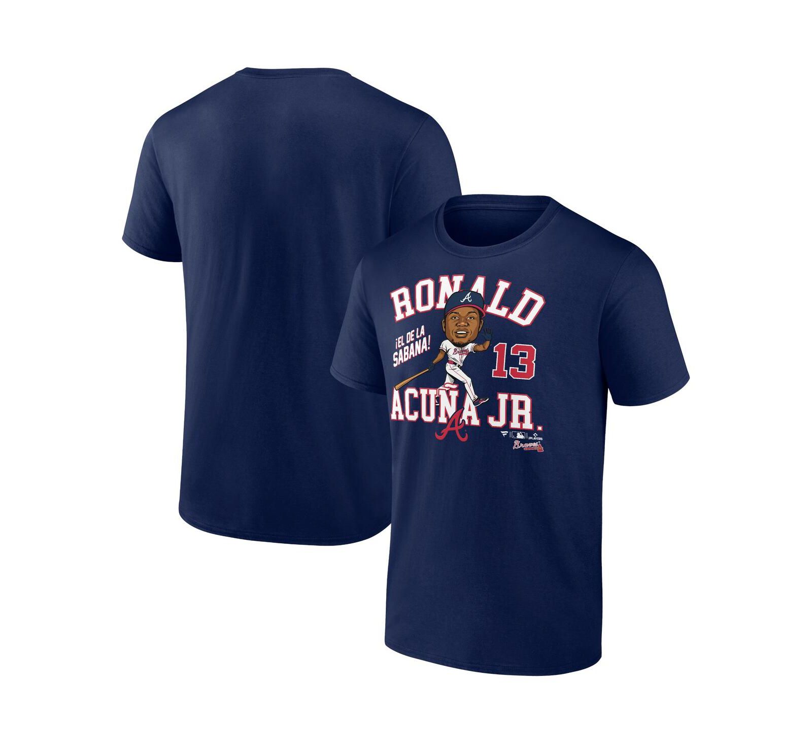 Мужская футболка Fanatics Ronald Acuña Jr. Navy Atlanta Braves Hometown Caricature