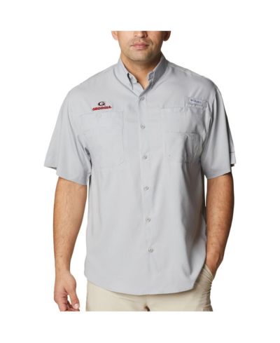 Columbia Men's Gray Georgia Bulldogs Big & Tall Collegiate Tamiami Omni-Shade Full-Button Shirt