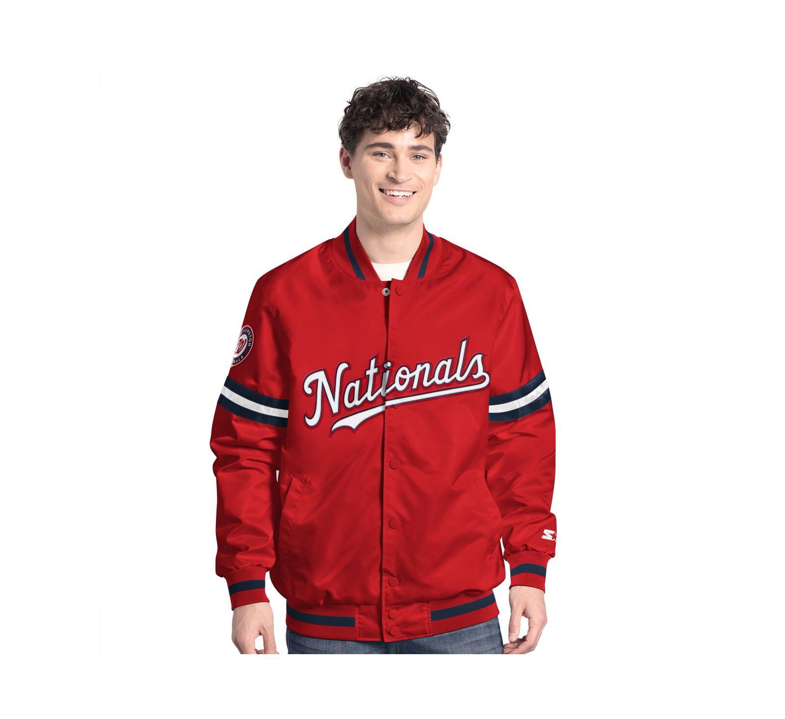 Мужская куртка Starter Red Washington Nationals Scout Full-Snap Varsity