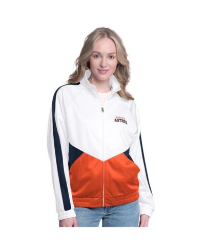 Женская спортивная куртка G-III Sports by Carl Banks White/Navy Houston Astros Rally Rhinestone Raglan Full-Zip