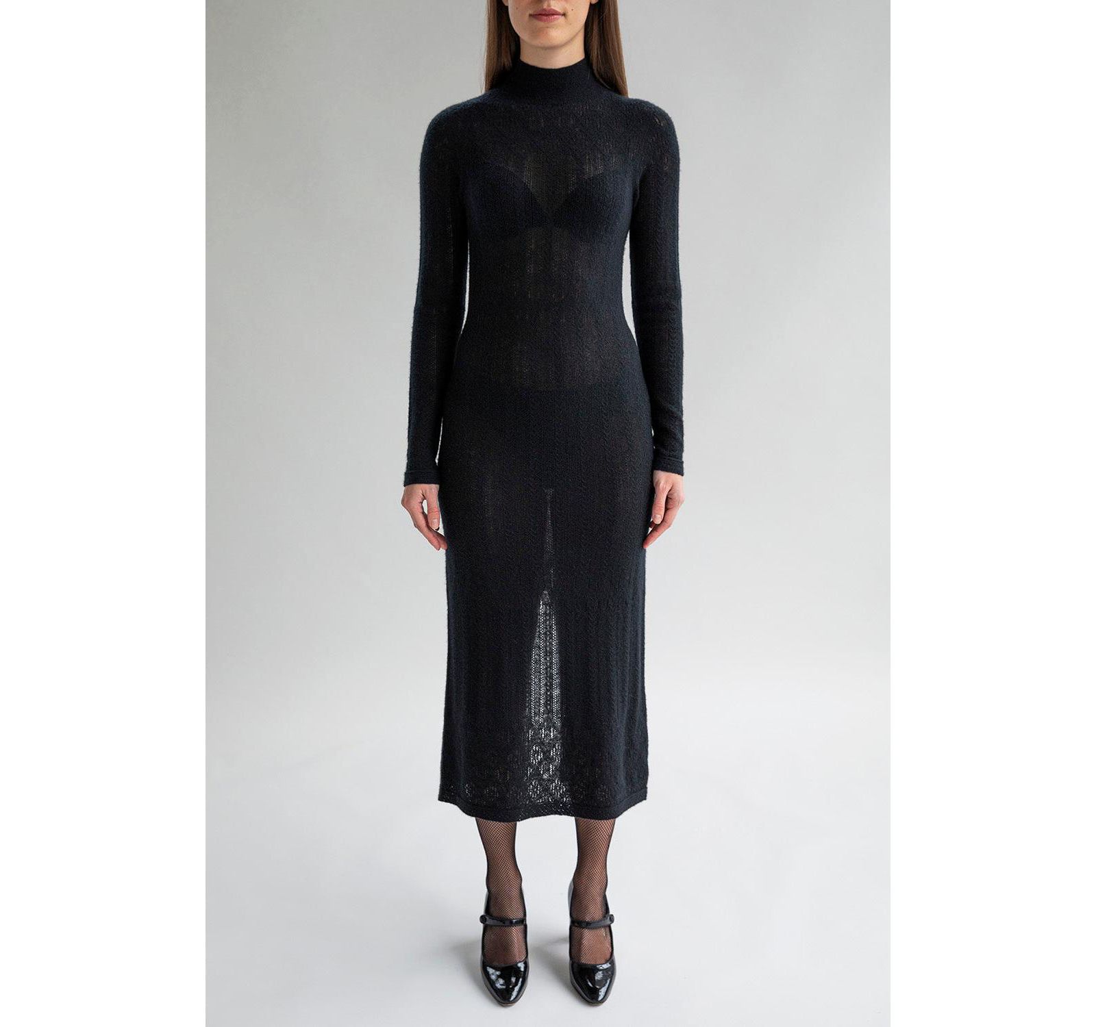 SSKEIN Women's Margot Pointelle Lace Slim Knit Dress