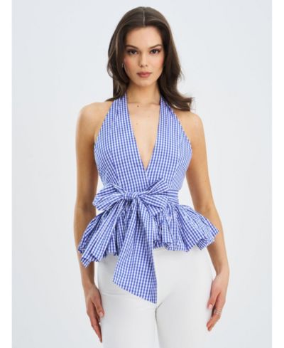 Женский топ Miss Circle Ilene Blue and White в клетку