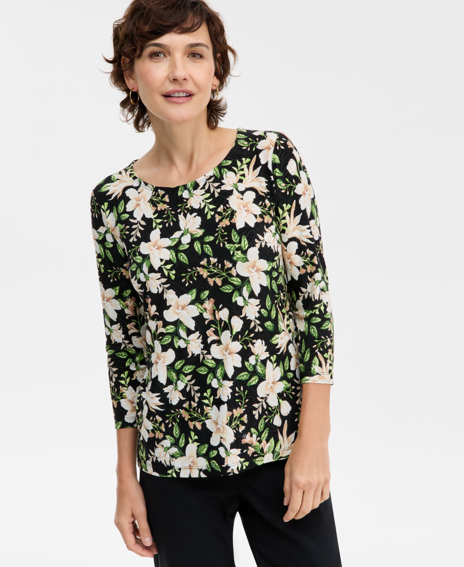 Женский топ JM Collection Floral Bouquet Jacquard 3/4-Sleeve