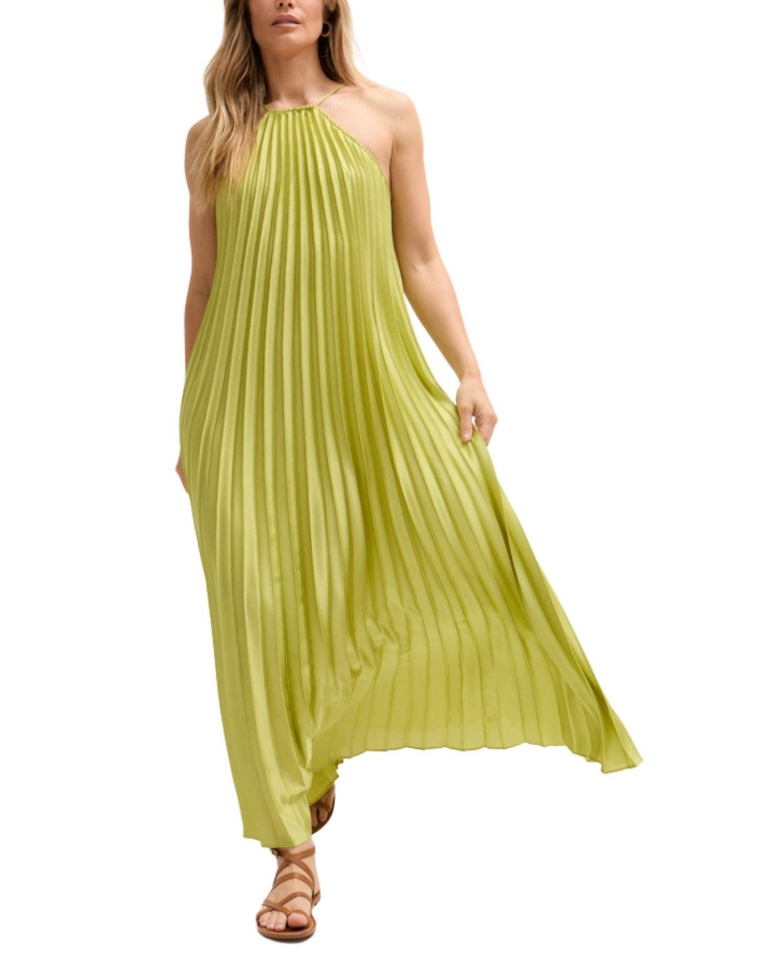 Lily and Lionel London Women's Philomena Halter Neck Pleated Maxi Dress
