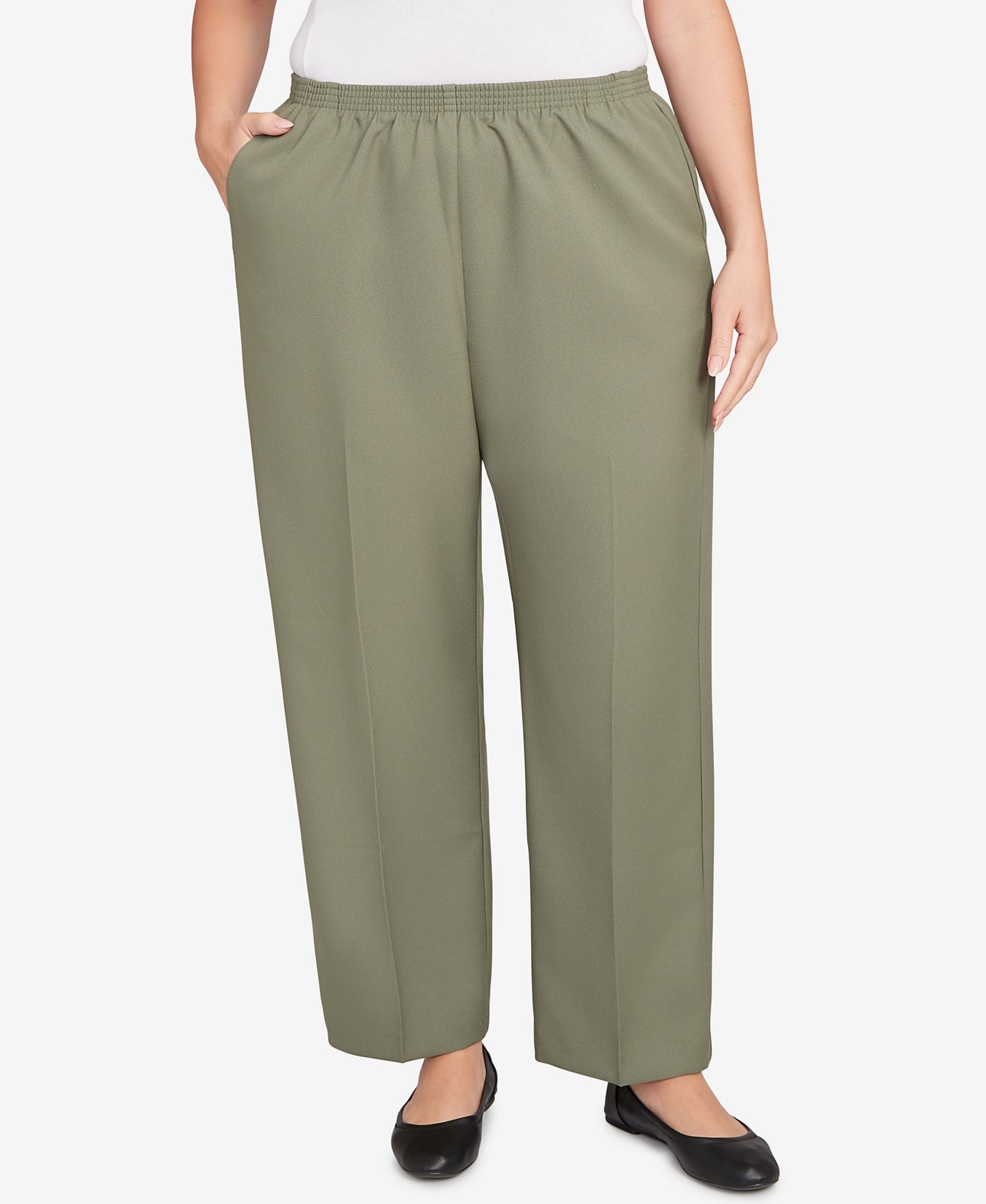 Alfred Dunner Plus Size Classic Poly Accord Medium Length Pants