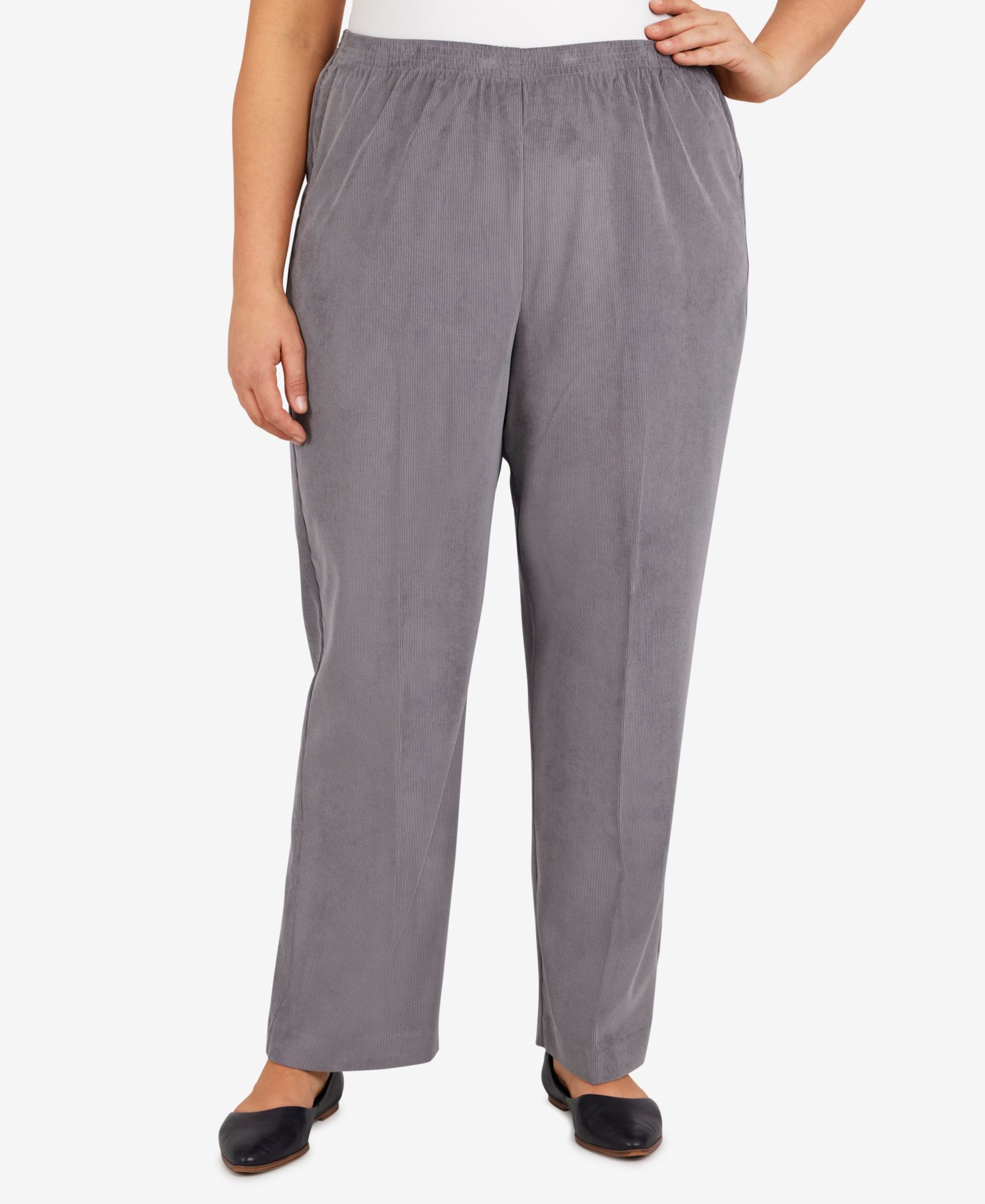 Брюки Alfred Dunner Plus Size Classic Corduroy с эластичным поясом средней длины