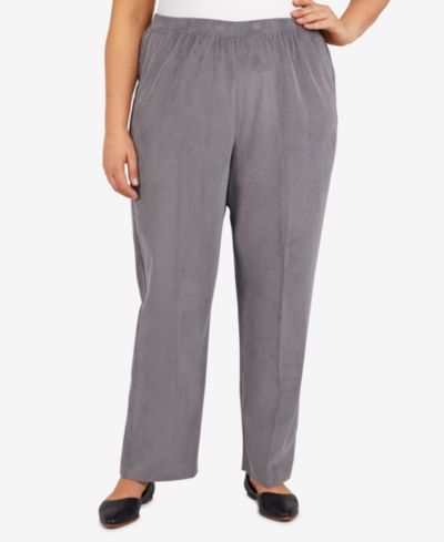 Брюки Alfred Dunner Plus Size Classic Corduroy с эластичным поясом средней длины