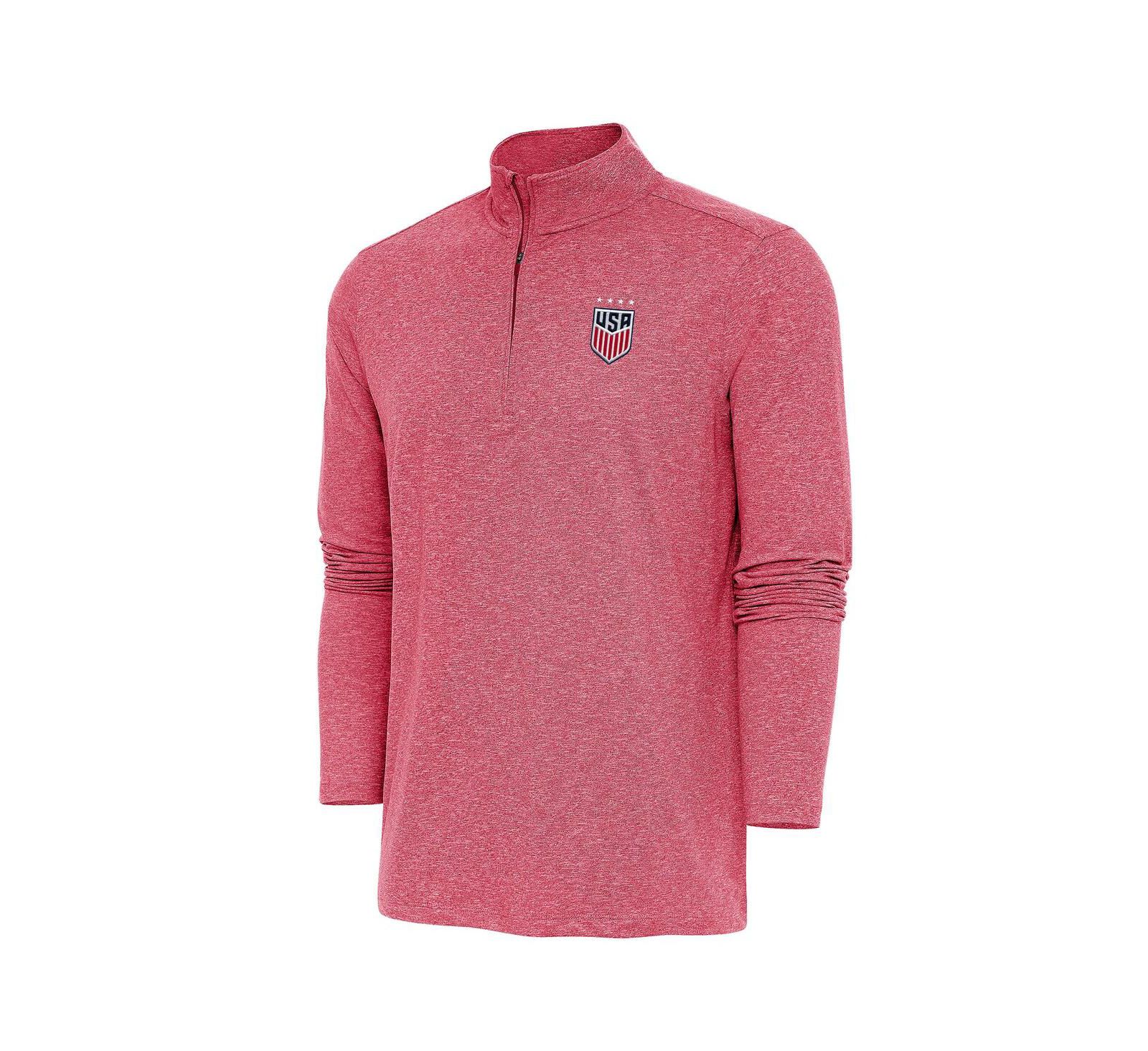 Свитшот Antigua Men's Heather Red USWNT Hunk Quarter-Zip