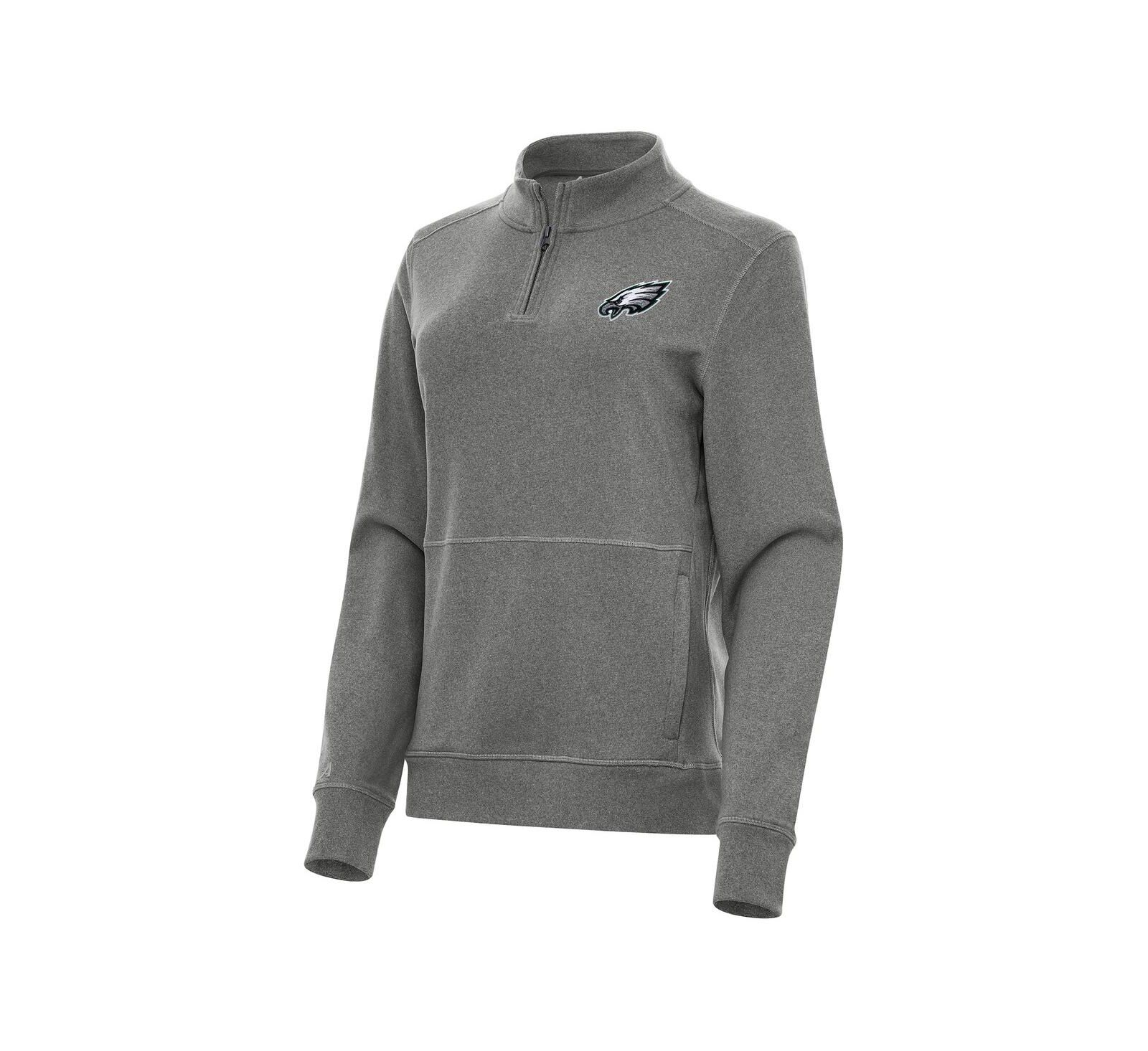 Antigua Women's Heather Black Philadelphia Eagles Crush Quarter-Zip Jacket