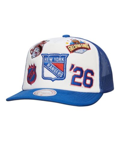 Мужская кепка Mitchell & Ness New York Rangers Gridlock Trucker, белая/синяя